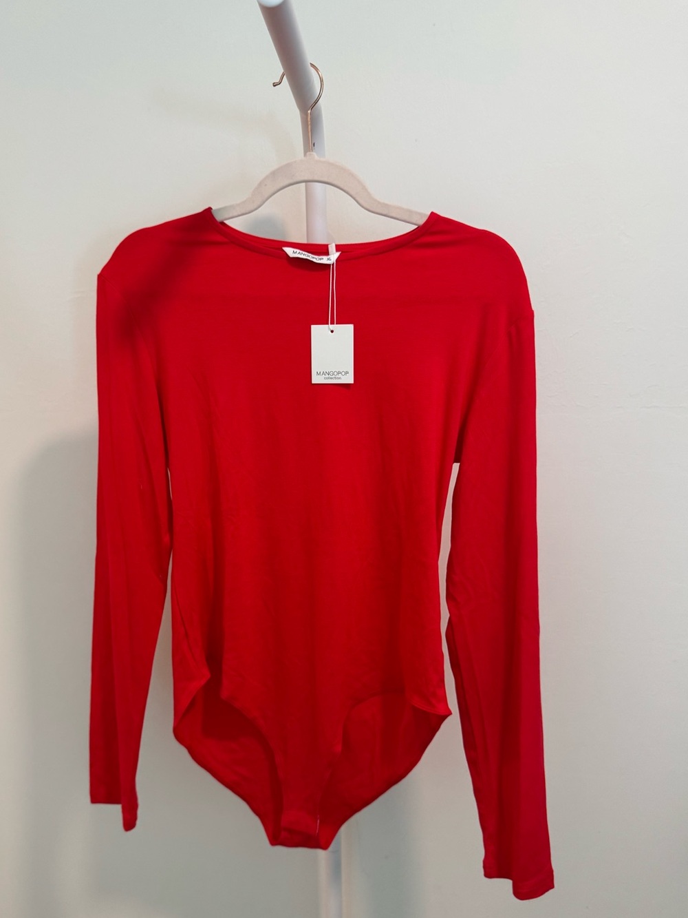 Mango Pop Red Long-Sleeve Bodysuit size XL nwt